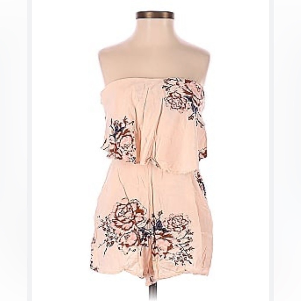 UK2LA Peach Floral Tube Romper Size Medium